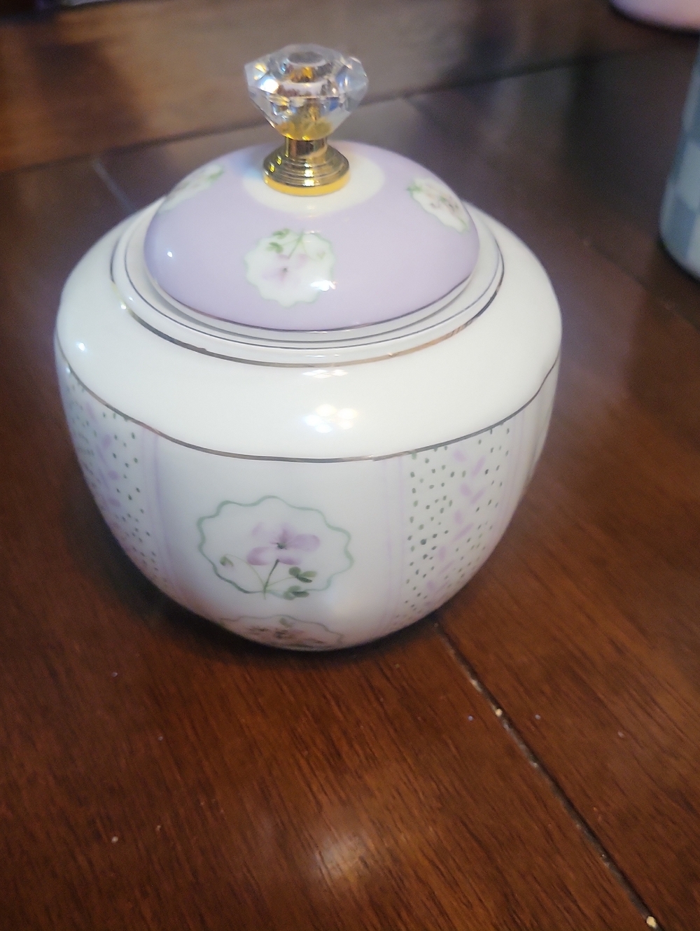 Porcelain Lavender Floral Lidded Trinket Jar - Home Accents